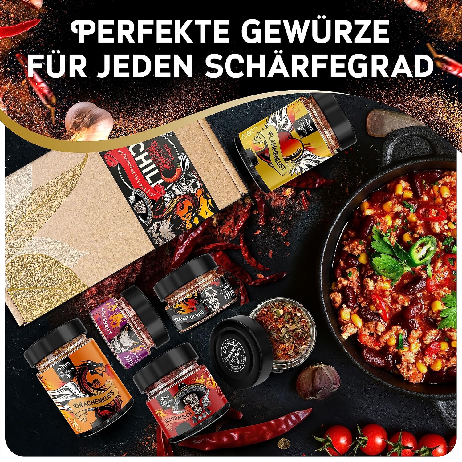 Chili Gift Set - Chilli Spice up to 700,000 Scoville - Chilli Gift Set for Snipers - 6 Different Chili Spices – Bild 6