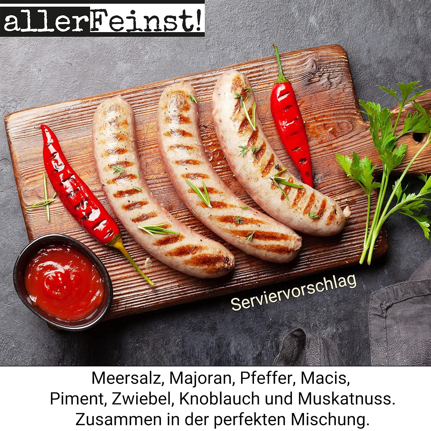 allerFeinst! - Bratwurst Spice - Basic Spice Salt for Delicious Rusted Sausage, Barbecue Sausage, Pack of 1 (1 x 150 g) – Bild 4