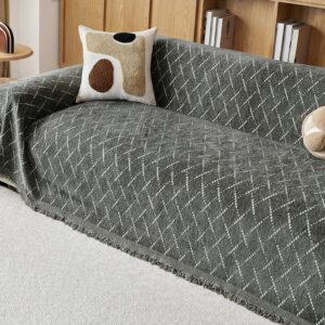 Scratch-Protection Sofa Cat Chenille Sofa Cover Dark Grey 180 x