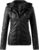 Generisch Leather Jacket Women’s Faux Leather Jacket Women’s Leather Jacket with Hood, Long Sleeve Hooded Jacket Motorcycle Jacket Slim Fit Hoodie Coat Zip Streetwear Women Transition Jacket