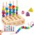 Montessori Toy from 3 4 5 Years Motor Skills Toy Threading Game Building Blocks Sorting Game for Children, Wooden Stacking Game Fine Motor Skills Educational Games Gift for Baby Boy Girl