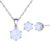 AILUOR Opal-Schmuck-Set, Sterlingsilber, künstlicher Edelstein, runder Heiligenschein, Solitär-Anhänger, Halskette und Ohrstecker-Set