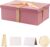 Geburtstags-Präsentkörbe – Geschenkbox mit Deckel 31 x 21 x 11 cm, Geschenkbox mit Schleifen, Grußkarten, Bastkorbschnitzel für Rosa
