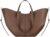 Cyme Women’s Handbag Wing Bag Cowhide Leather Shoulder Bags Bucket Bags Large Capacity Carry Bag Elegant Tote Bag Handbag 2 Pieces for Travel Work Shopper Everyday, Chestnut L, L, Minimal