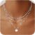 Halsreif Damen Silber 925 Sterling, 3PCS Layering Lange Silberkette Kette Silber 925 Damen mit Anhänger Halsketten Chain Damenkette für Frauen