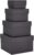 Square Paper Gift Boxes with Lids – 4 Different Sizes (Black, Pack of 4)