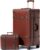 Urecity Vintage Travel Suitcase Set 2-Piece Lightweight Retro Leather Suitcase Hard Shell Trolley Hand Luggage Sets with TSA Lock and 8 Wheels (Caramel Brown, S (14 inches) + XL (28 inches))