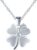 Women’s 925 Sterling Silver Necklace Cubic Zirconia 4 Leaves Clover Design Pendant with Chain, Silver