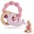 Vicloon Baby Teething Ring, Teething Toy, Teething Aid Made of Silicone & Wood, BPA-Free, Waltier Shape, Teething Nursing Accessories for 3 Months and Above Babies, Girls, Boys, Gift (Whale Pink)