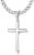 Chriscoco Cross Necklace for Men Women 925 Sterling Silver Cross Pendant with Stainless Steel Cuban Chain Necklace 5 mm Wide Silver Chain for Men