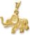 CLEVER SCHMUCK Elephant Pendant Gold 16 mm Plastic and Portable, Diamond-Coated / Shiny 333 Gold for Women in Jewellery Case Cream