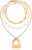 Layering Gold Chain for Women, Statement Necklace Women with Large Pendant, Chunky Link Chain Gold and Cord Chain, Row Chain Set, Chunky Fashion Jewellery