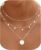 Chriscoco Women’s Layering Necklace Gold / Silver 14 K Gold-Plated Stainless Steel Chain with Coin / Heart Pendant Waterproof Adjustable Gold Chain Silver Chain Pack of 3