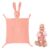 Vicloon Cuddly Blanket with Rabbit Head, Double Layer Tulle Made of 100% Organic Cotton, Baby Gift for Birth Boy & Girl, Pink
