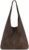 OBC Made in Italy Women’s Leather Handbag Metallic Shopper Shoulder Bag Hobo Bag Handbag Silver