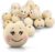 Netuno 17 x Wooden Balls with Smiling Face 20 mm x 18 mm Wooden Heads Angel Head Natural Craft Beads for Macrame Decorative Balls with Eyes for Crafts Jewellery Wooden Beads with Hole Round