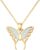 9K Real Gold Butterfly Necklace with Opal for Women, 375/9ct Gold Butterfly Pendant Necklace, Butterfly Gifts for Birthday, Christmas, 40+5cm
