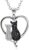 Cat Necklace Sterling Silver Cubic Zirconia Double Cats Heart Pendant Necklace