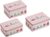Biscuit Tins Square Merry Christmas Set of 3 – Metal Cookie Tins Pink Scandi Christmas Village Houses for Cookies Biscuits & Snacks – Biscuit Tin Storage Tin with Lid in 3 Sizes