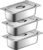 Breading Bowls Set of 3 GN 1/3 Containers Stainless Steel with Lid