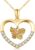 375/9K Echte Gold-Herzkette für Frauen, Gelbgold-Halskette mit diamantgeschliffenem Schmetterling in Herzform, Geschenke Für Geburtstag Weihnachten 40+5 cm