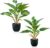 Pack of 2 Artificial Plants in Pot, Monstera Artificial Plant, Indoor Plant, Decorative Plant, Plastic Plant, Decorative Plant, Spotted + Yellow Bordered 37 cm for Bedroom, Office