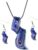 Spiral Earrings and Necklace Set in Dark Blue with Glass Pendant Creative Jewellery Set for Women Earrings and Necklace for Special Occasions