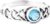 WINDALF TÂMIA Celtic Ring 6mm Blue Topaz Engagement Ring with Cubic Zirconia 925 Sterling Silver