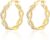 Women’s Silver Hoop Earrings, 18 K Gold-Plated Hoop Earrings, Gold with AAA Zirconia