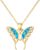 9K Real Gold Butterfly Necklace with Opal for Women, 375/9ct Gold Butterfly Pendant Necklace, Butterfly Gifts for Birthday, Christmas, 40+5cm
