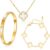 18K Vergoldet Vierblättriges Kleeblatt Armband, 18K Vergoldet Vierblättriges Kleeblatt Anhänger Halskette, Gold Armband Cubic Zirkonia Armreif, 3 PCS Schmuck Set für Geschenke Geburtstags