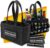Longfair Men’s Beer Handbag – Felt Bag for 8 Beer Bottles & Cans with 3 Patches & Shot Holder – Funny Men’s Gift for Father’s Day, Birthday, Festival & Men’s Night
