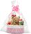Empty Gift Basket, 30 x 20 x 12 cm, Braided Basket with Gift Bags and Ribbons, Empty Gift Basket for Christmas, Birthday, Wedding, Storage Basket, Decorative Basket (Pink)