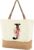 Personalised Initials Jute Bag for Women, Large Beach Bag with Letter and Flowers, Jute Shopper Bag, Women’s Fabric Bag, Gifts for Women, Mum, Colleague, Girlfriend for Birthday, Wedding