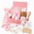 Newborn Gift – 15 Piece Baby Gift Set Includes Baby Blanket, Romper, Teething Cloth, Wooden Brush, Milestone Cards, Bib, Socks and a Keepsake Box (Pink)