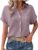 Generisch Muslin Blouse Women’s Casual Short Sleeve Shirt Blouse with Button Placket Loose Top Elegant Cotton Blouse Shirt with Pocket