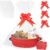 Geburtstags-Präsentkörbe – Rotes Geschenkkorb-Set, Geschenkkorb aus Baumwollseil mit Ledergriff, geflochtener Aufbewahrungskorb mit 3 Schleifen, 3 Taschen und Bast für Babyparty, Geburtstage, Einweihungsparty (30 x 20 x 12,5 cm)