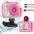 Ushining Kids Camera Waterproof 1080P Underwater Video Camera Kids Digital Selfie Camera with Display 2.0 Inch TF Card 32GB Gift for Girls Boys 3-12 Years Pink