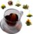 Double-walled tea glasses (1 x 350 ml) including 6 x tea (black, green, white), tea flowers gift set, tea gift: double-walled glasses + blossomed tea, thermal glasses, double walled, tea gift