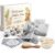 Lictin Baby Gifts for Birth, 14 Pieces Newborn Gift, Gift Set with Baby Blanket, Baby Safety Blanket, Baby Rattle Socks and Wrist, Baby Bib, Wooden Brush and Milestones