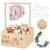 Wooden Baby Gift Basket with Handle – Decorative Baby Shower Wooden Box with Children’s Hangers, Wooden Sign, Vine, Hollow Pattern, Personalised Gifts for Boys and Girls and Ideal for Baby Shower