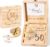 50th Birthday Wooden Money Gift with LED Fairy Lights, Gift Box for Money & Vouchers, Wooden Box with Dried Flowers and Card, 50th Birthday Gift for Women Men (50 Years)