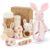 Newborn Gift – Baby Comforter with Rattle, Silicone Brush, Baby Blanket, Socks & Greeting Card – Baby Shower Gift Box for Newborn