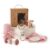 Newborn Gift, 6-Piece Baby Gift Set Girls Boys – Bath Towels, Bibs, Wooden Toy, Crochet Rabbit Rattle and Milestone Cards, Gift Packaging (Pink)
