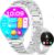 Women’s Smartwatch (2 Bracelets), Premium Metal Bracelet, 1.43 Inch HD AMOLED Display, 120+ Sports Modes, Fitness Watch with Sleep Tracking, Phone Function, Watch for iOS Android, Silver