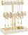 SONGMICS Bracelet Holder Stand, Jewelry Display Stand, Jewelry Organizer with 3 Tiers and Velvet Tray, Removable Ring Holder, Cream White and Light Gold JJS039W101