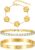 3 Piece Clover Bracelet Women’s Gold, 18K Stackable Five-Leaf Clover Jewellery Set, Necklace Tennis Bracelets, Stainless Steel Bangle Cubic Zirconia, Lucky Symbol Gifts, Everyday Life, Birthdays