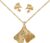 Gold 750 Jewellery Set Ginkgo Gold Pendant and 2 x Stud Earrings for Women with Chain or without Chain + Jewellery Case + Certificate