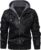HOOD CREW Casual Biker Leather Jacket Made of Faux Leather for Men with Removable Hood