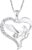 FJ Heart Guardian Angel Necklace Women’s 925 Sterling Silver Angel Wings Chain Pendant Birthstone Zirconia Necklace Jewellery Gifts for Women Girls